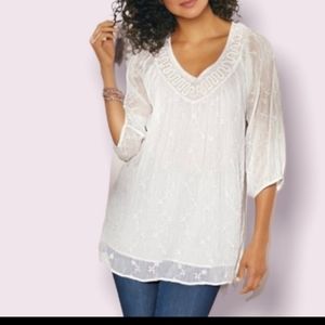 Soft Surroundings Romanza boho tunic peasant blouse Size Large